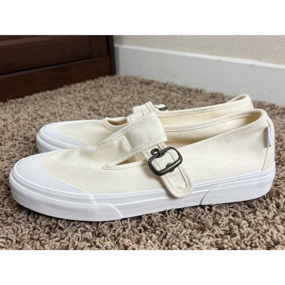 Vans Mary Jane T Strap Wimn’s 10 Canvas Cream Sneakers Men’s 8.5 - Picture 3 of 9